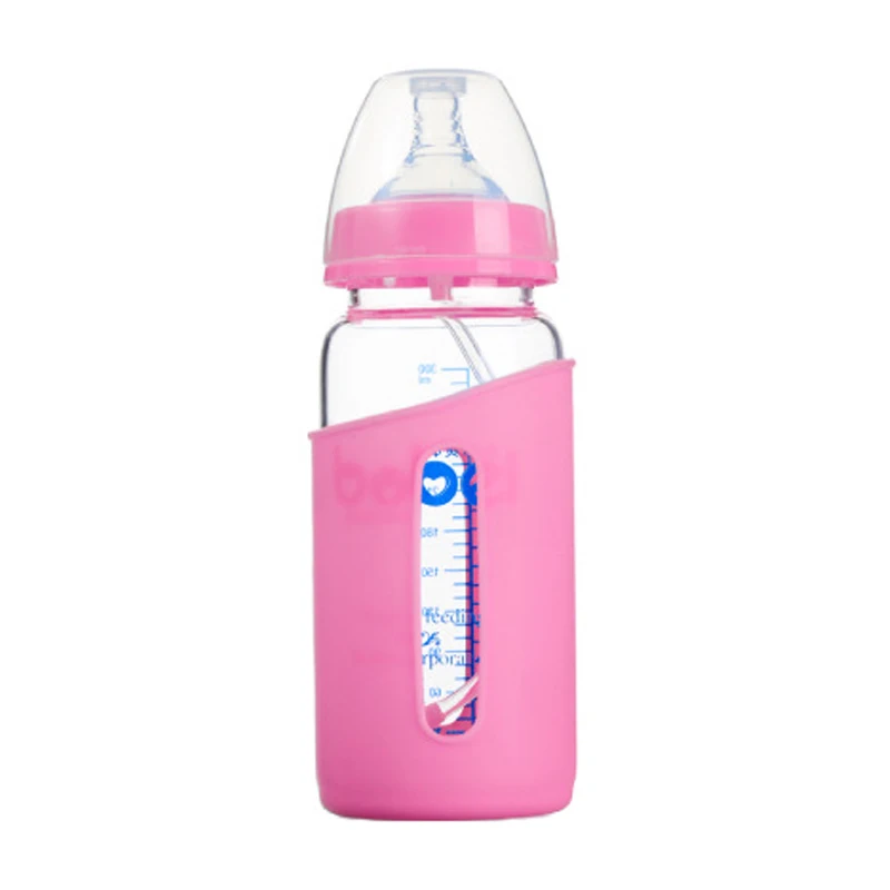 Pink Детские бутылочки для кормления, детские бутылочки, детские бутылочки для обучения питанию, нетоксичные Хрустальные стеклянные бутылочки для кормления, 300 мл - Цвет: Pink