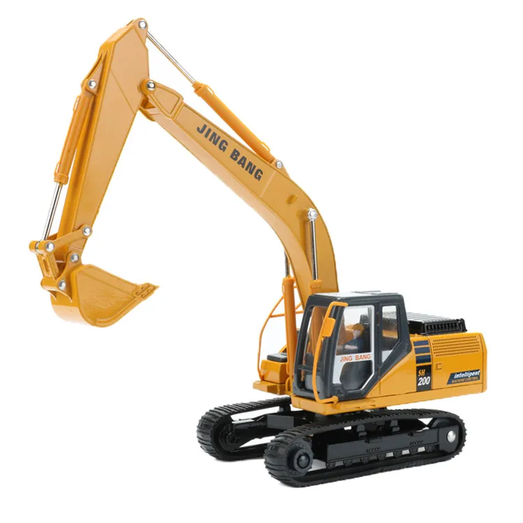 Yellow Excavator JINGBANG 1:50 сплав игрушки Грузовики Модели экскаватор Бетономешалка прицеп бульдозер ролик автопогрузчик, игрушки грузовик для детей подарок - Цвет: Yellow Excavator