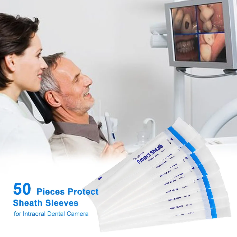 50 штук одноразовые защитные оболочки рукава покрывает стоматологические инструменты для рта для Внутриротовой стоматологической камеры