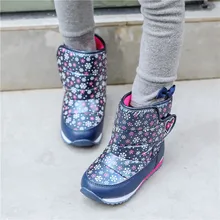 Mudipanda/Детские теплые зимние сапоги; водонепроницаемые сапоги до середины икры для девочек; детские зимние сапоги; зимняя детская обувь; плюшевая Уличная обувь со снежинками