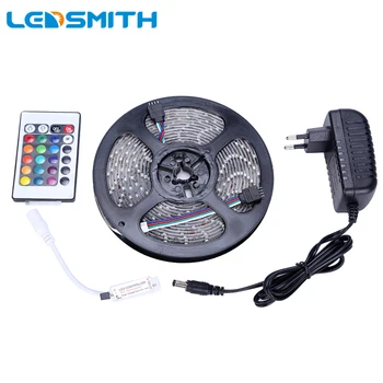 

IP65 Waterproof 5M 3528 LED Strip Light 300 LED RGB LED Tape Ribbon With 12V 2A Power Adaper Mini 24 keys Remote Controller