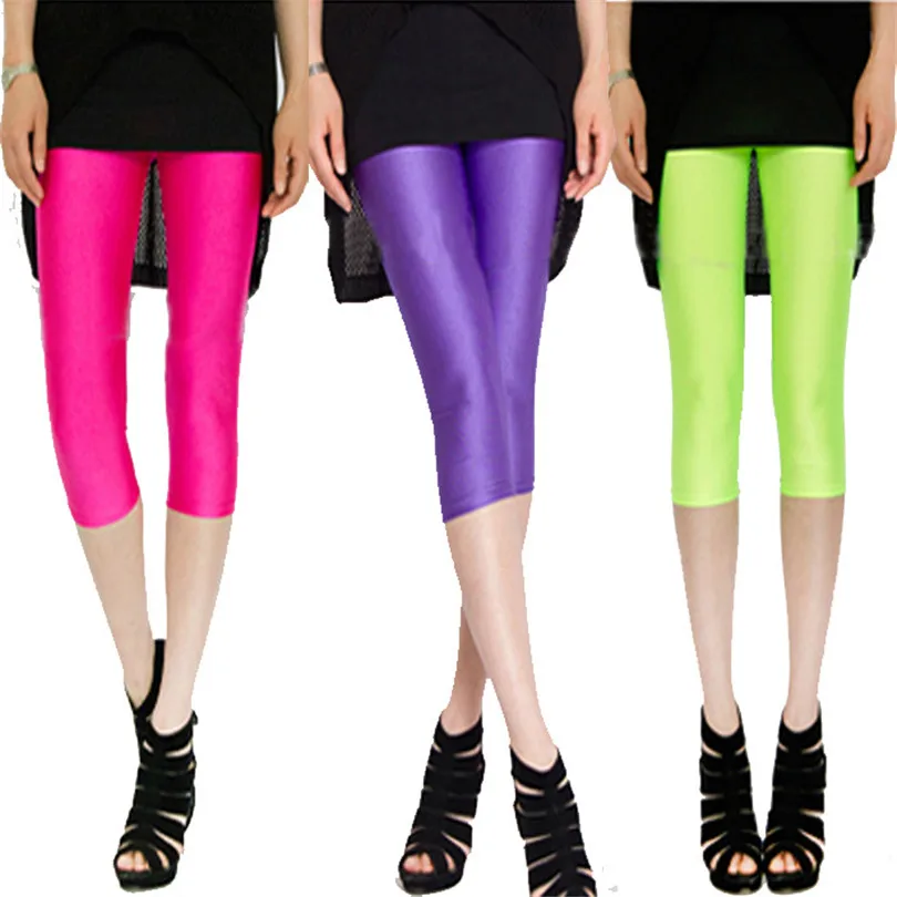 

VIIANLES Candy Neon Leggings For Women New Spring Solid High Stretched Legging Pants Girl Clothing Leggins Dancing Pant