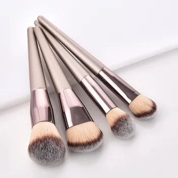 

4pcs champagne makeup brushes set torch shape face makeup brush large powder brush foundation blush sculpting brush