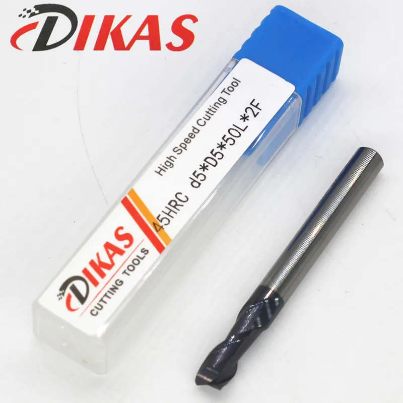 Dikas 45HRC d5 * D5 50L 2F материал Карбид квадратная плоская Концевая фреза 2 Флейта 5 мм
