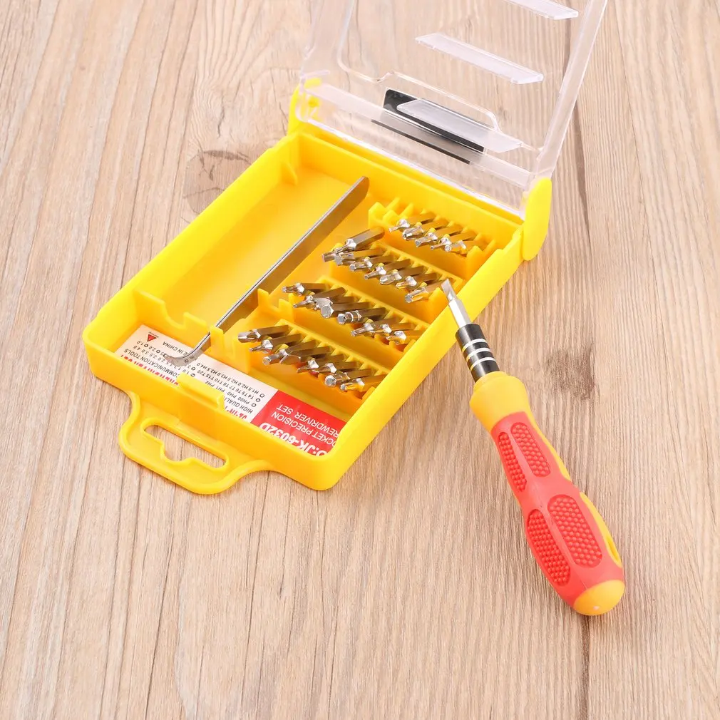 

Yellow 32 in 1 Precision Hardware Screw Driver Tool Sets Portable Screwdriver Kit Dropshipping