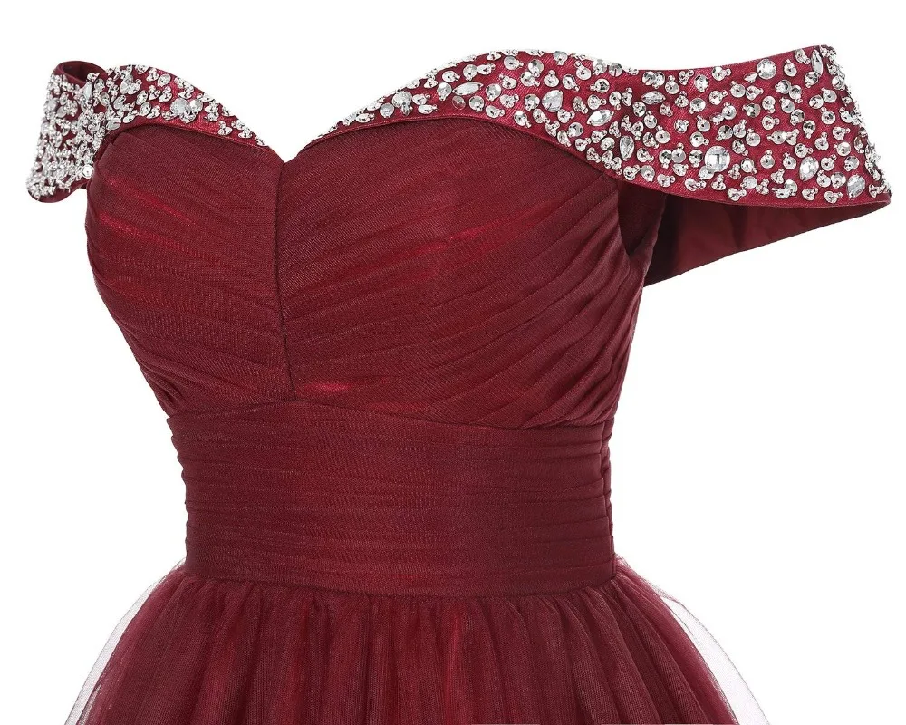 Preise JaneVini 2019 Elegante EINE Linie Lange Burgund Brautjungfer Kleider Plus Größe Sweetheart Perlen Backless Tüll Frauen Prom Party Kleider