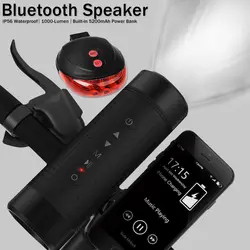 Открытый USB Перезаряжаемый велосипед свет 1000 люмен Bluetooth динамик водонепроницаемый 5200 мАч power Bank светодиодный свет Бесплатная задняя