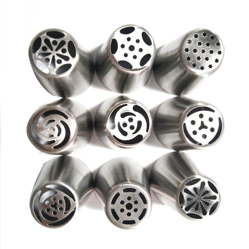 9PCS/set Big Size Russian Tulip Stainless Steel Icing Piping Nozzles