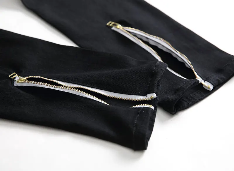 2019 новые черные джинсы с молнией на щиколотке мужские обтягивающие эластичные рваные джинсы для мужчин