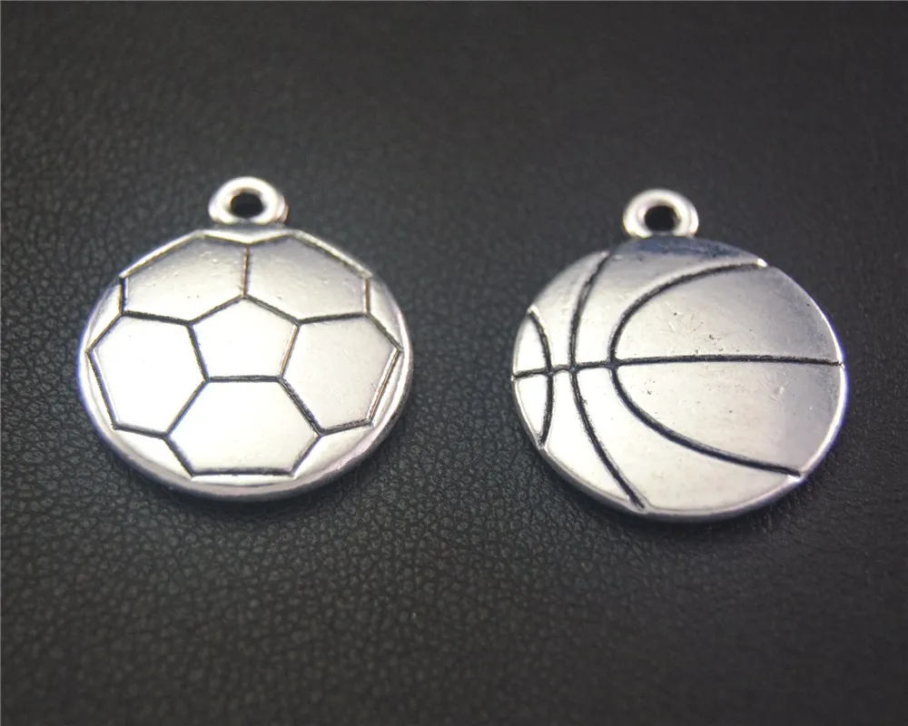 

10pcs Antique Sliver Soccer Basketball Sport Ball Fit Bracelets Necklace DIY Metal Jewelry Making