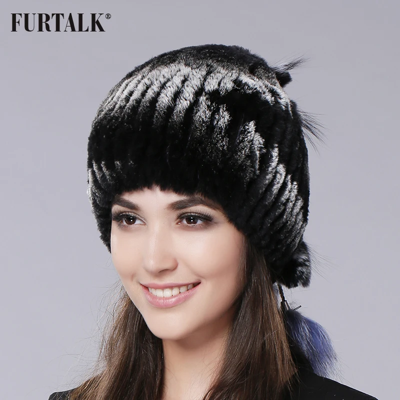 FURTALK Моды Роскошь Мех Рекс Кролика Шапки Женские Зимние Женщины Меховая Шапка