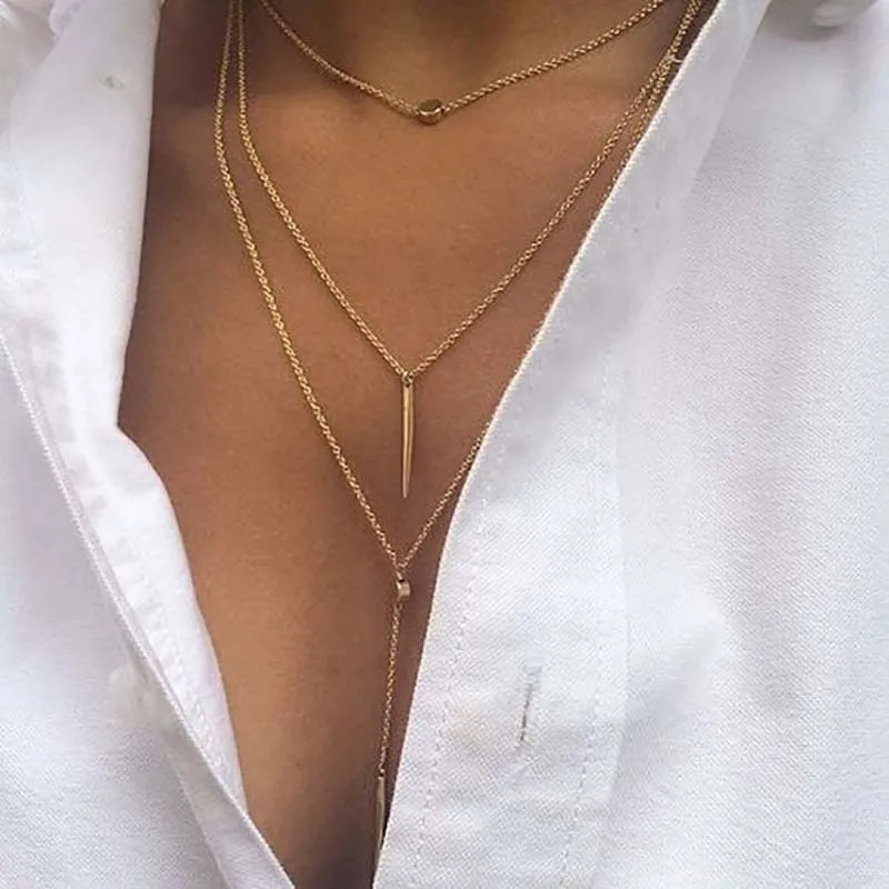 Surou западные популярные украшения стиль изысканное многослойное ожерелье Женская цепочка на ключицы бижутерия бохо