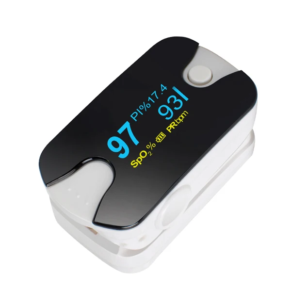 Цветной OLED пальцевой Пульсоксиметр 4 параметра SPO2 PR PI Монитор скорости дыхания - Цвет: Белый