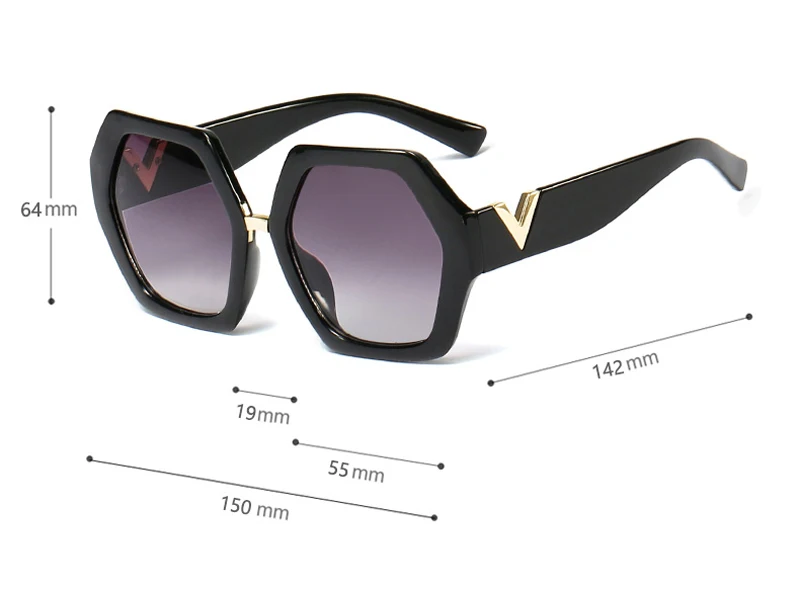 Peekaboo белые шестиугольные солнцезащитные очки для женщин большой полигон Летняя мода солнцезащитные очки для женщин негабаритных черный uv400
