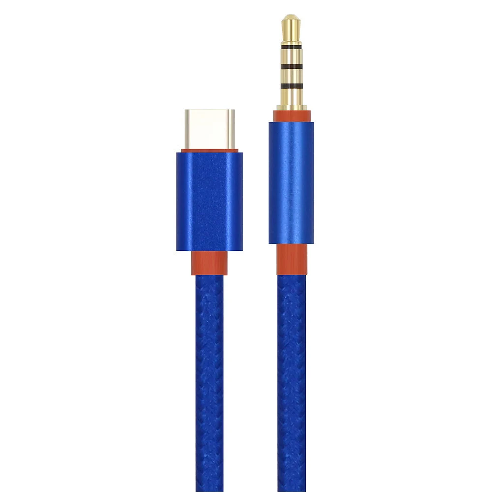Аудио кабель типа C usb type-C штекер 3,5 мм разъем мужской автомобильный AUX аудио кабель-адаптер для samsung Letv - Цвет: Синий