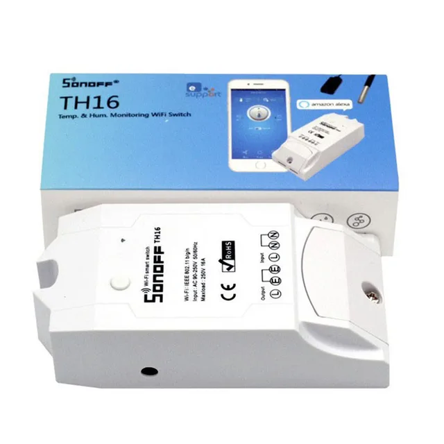 Sonoff TH16 Smart Wifi Switch Monitoring Temperature Humidity Wifi Smart Switch Home Automation Kit Works With Alexa Google Home