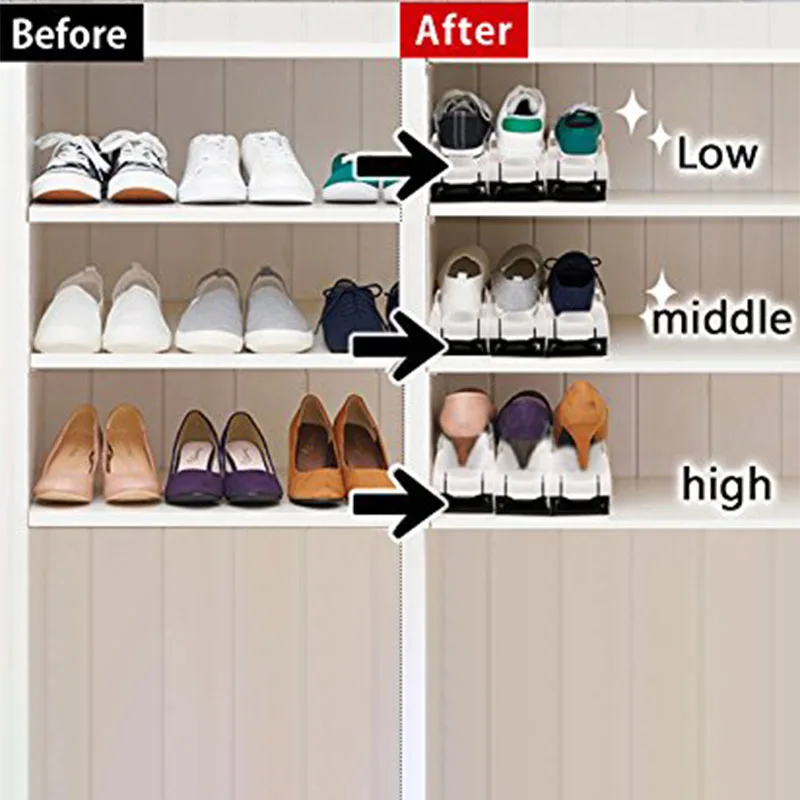 4 шаг Регулируемая обувь в данном Space Saver, легкой обуви в данном Органайзер двойной стеллаж для хранения обуви, ящик шкаф для хранения ювелирных Обувь Держатель для Snea