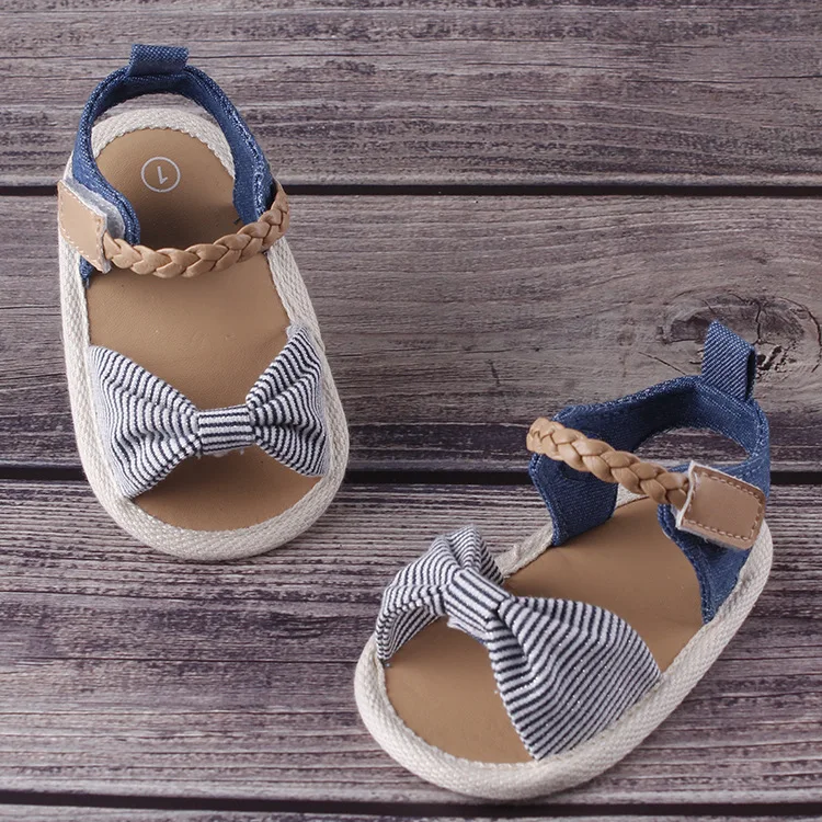 Малыши Детские женские сандалии детские кружевные банты принт на мягкой подошве для младенцев сандалии обувь 0-18 м