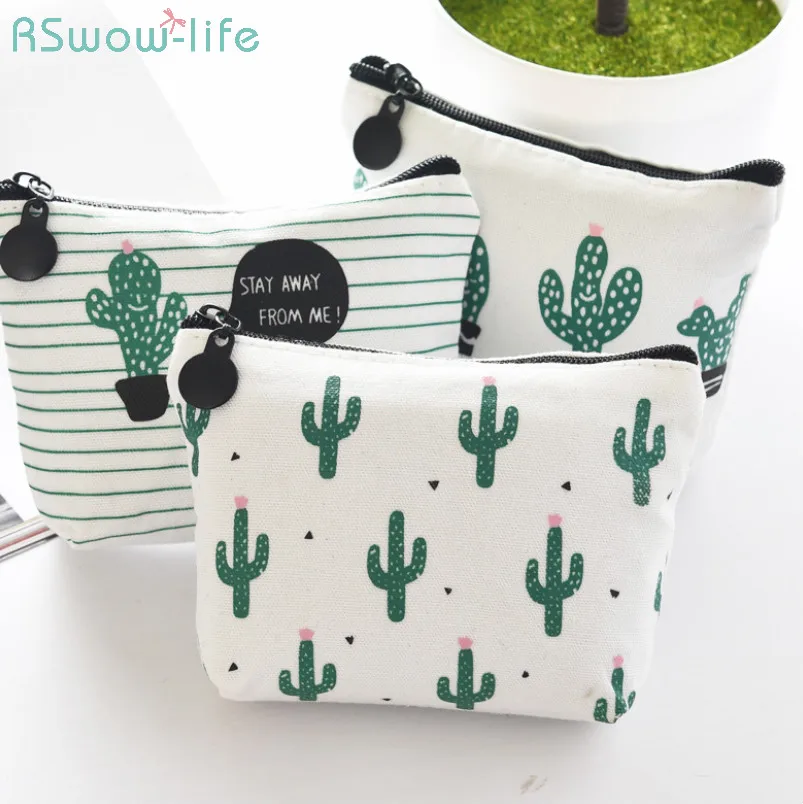 

Canvas Square Cactus Coin Purse Small Fresh Canvas Key Storage Bag Party Birthday Supplies Gifts for Guests
