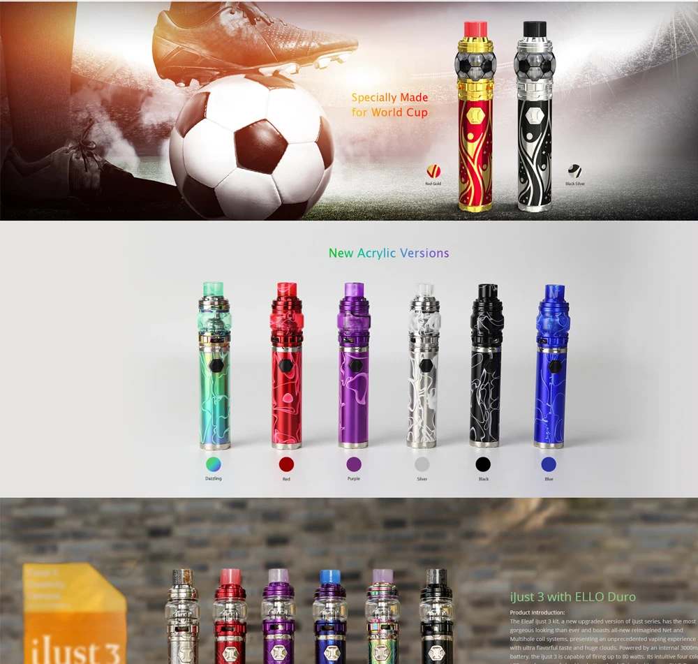 Electronic Cigarette Eleaf Ijust 3 Starter Kit I Just 3 Vape pen Vaporizer 3000mah with Ello Duro Atomizer VS SMOK Stick Prince  (1)