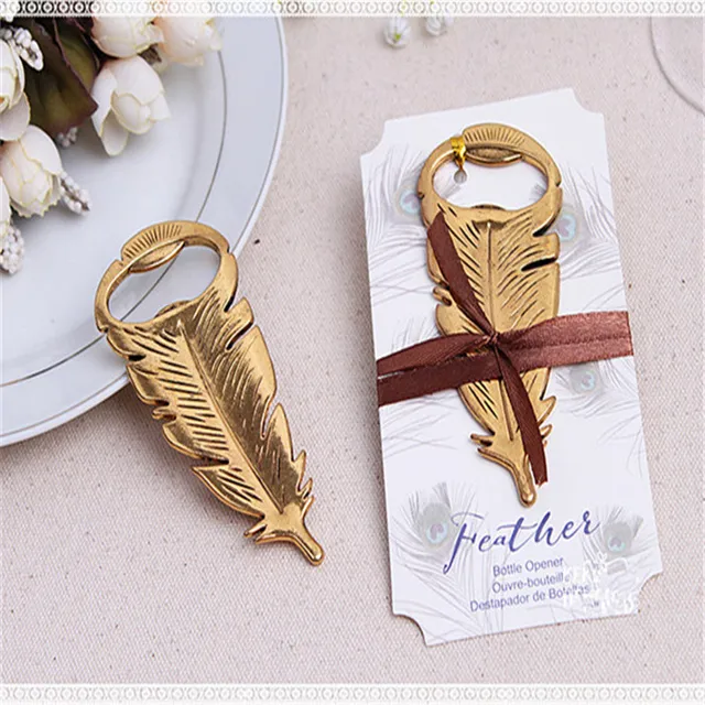 200pcs Pea Feathers Bottle Opener Wedding Favors And Gifts 200pcs Pea Feathers Bottle Opener Wedding Favors And Gifts Elegant Supplies Party Guests Gift