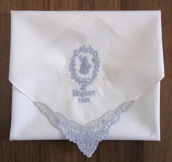 

Factory custom-made laser lace edge white handkerchief Statue of Liberty white embroidered lady handkerchief