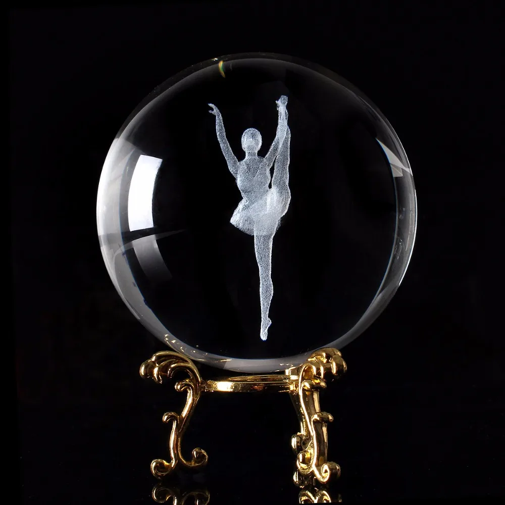 6/8 см прозрачный хрустальный шар 3D лазерной гравировкой балетные костюмы для танцев Стекло декоративный шар Feng Shui Арт Декор Аксессуары миниатюры подарки