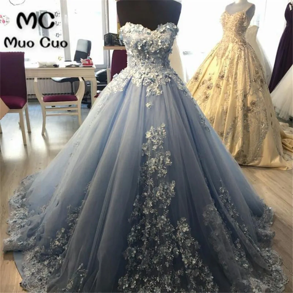 lace embroidery sweetheart light blue tulle ball gowns prom dresses 2018 elegant engagement dress for wedding partyr5