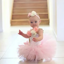 Лолита для маленьких девочек кружева Танцы юбки-пачки ручной младенческой розовый торт юбка детский день рождения одежда возраст 0-18 м 17j701
