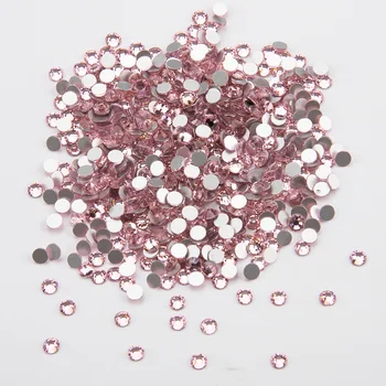 

Pink Rhinestones SS3-SS34 Glue on Rhinestones for Nail Decorations Crystal Strass Flat Back Gem for Dress