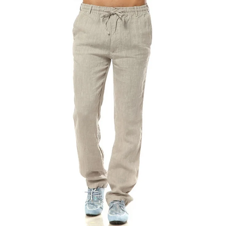 

2015 Spring and Autumn Pure 100% Linen Men's Casual Pants Straight Linen Pants Travel Trousers