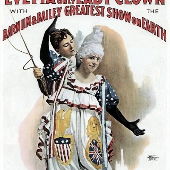 Barnum Bailey Evetta The Only Lady Clown Circus Poster Print (18 x 24)
