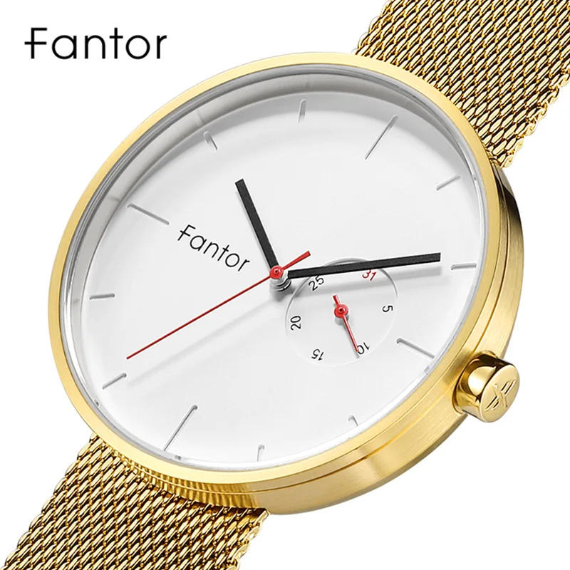 

Fantor Minimalist Casual Watch Men Top Brand Silver Mesh Quartz Watches Mens Fashion Sport Thin Wristwatch Waterproof Clock Man