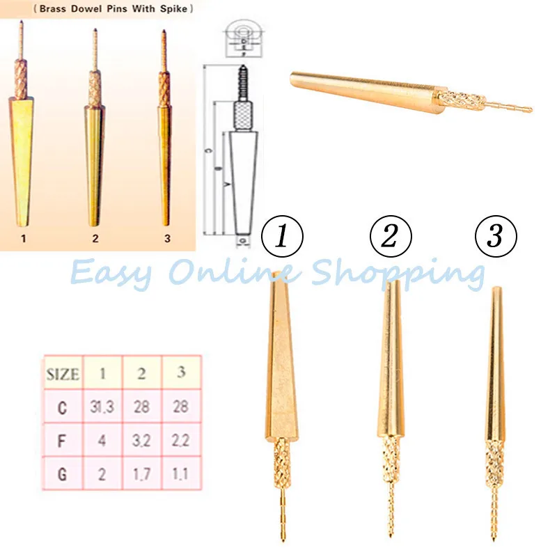 

NEW 1000Pcs/bag DENTAL LAB BRASS DOWEL STICK PINS With Spike 3 Size 1#,2#,3# for choose