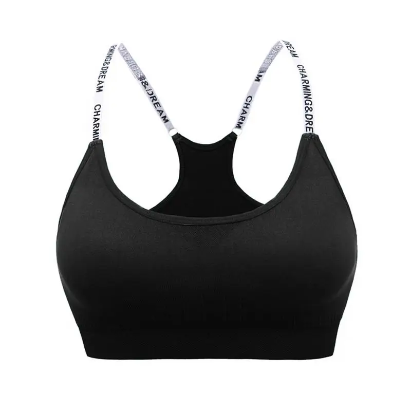 

Sports Bra Push Up Sports Bra For Women Gym Running Padded Tank Top Letters Sport Bra Shockproof Strappy Yoga Bra Underwear