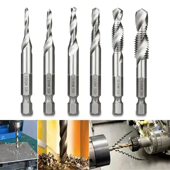 

Adeeing 6Pcs M3-M10 1/4in Hot Composite Tap Thread Spiral Screw Hex HSS Screw Drill Bit
