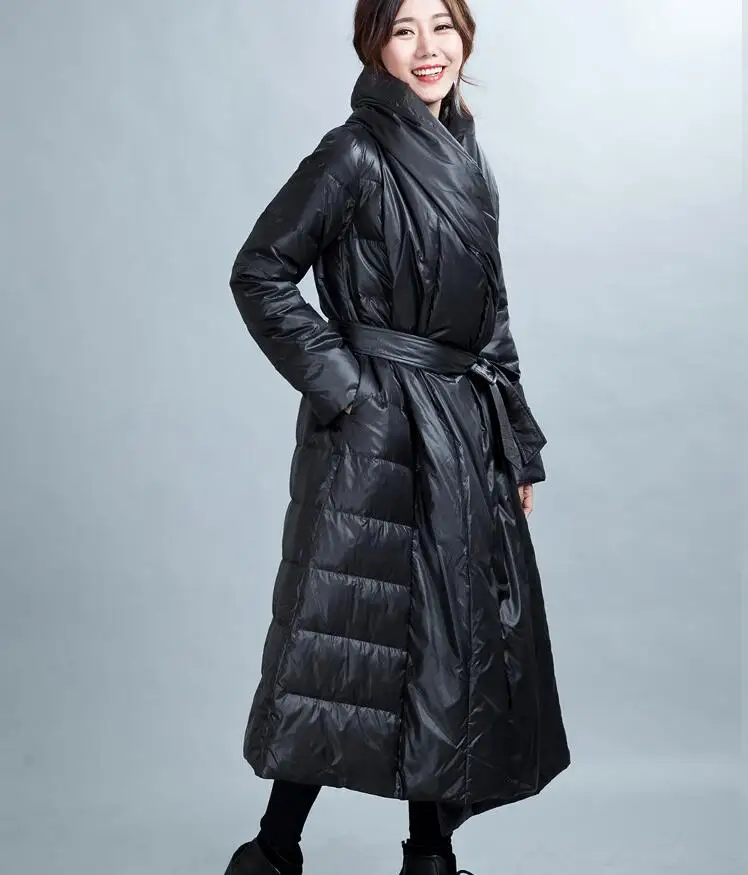 

Size S--10XL New Design Long Down Coat Jacket Winter Coat Thick Down Coat With Waistbelt