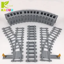 KACUU Train Tracks Building Blocks Straight & Curved & furcal & soft Tracks Compatible Legoe City Blocks Toys for Children Gifts