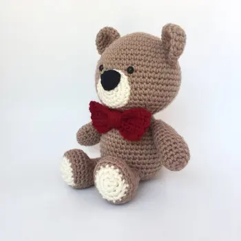 

crochet toys amigurumi teddy bear with tie-bow