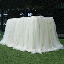 Tutu Tulle table skirt эластичная сетка тюль столовая скатерть для свадебной вечеринки украшение стола домашний текстиль аксессуары