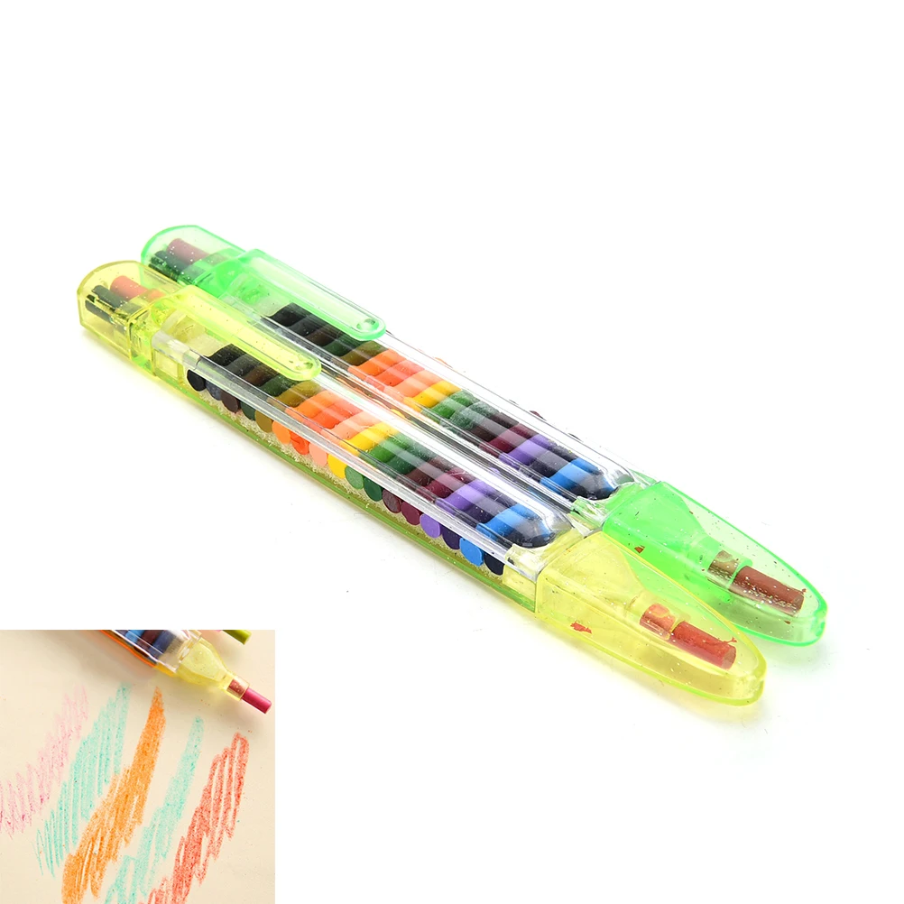 

1Set 20 Colors Colors Pop up Crayons Stacker Pencils Drawing Crayon Graffiti Pen Gift for Children Kids Oil Pastel Multi Pens