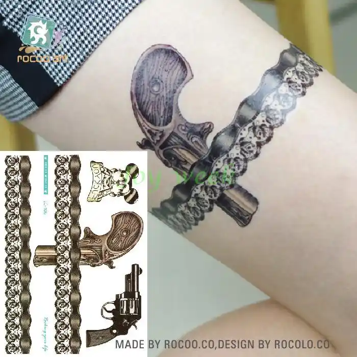 Waterproof Temporary Tattoo Sticker Gun Pistol Tatto Sexy