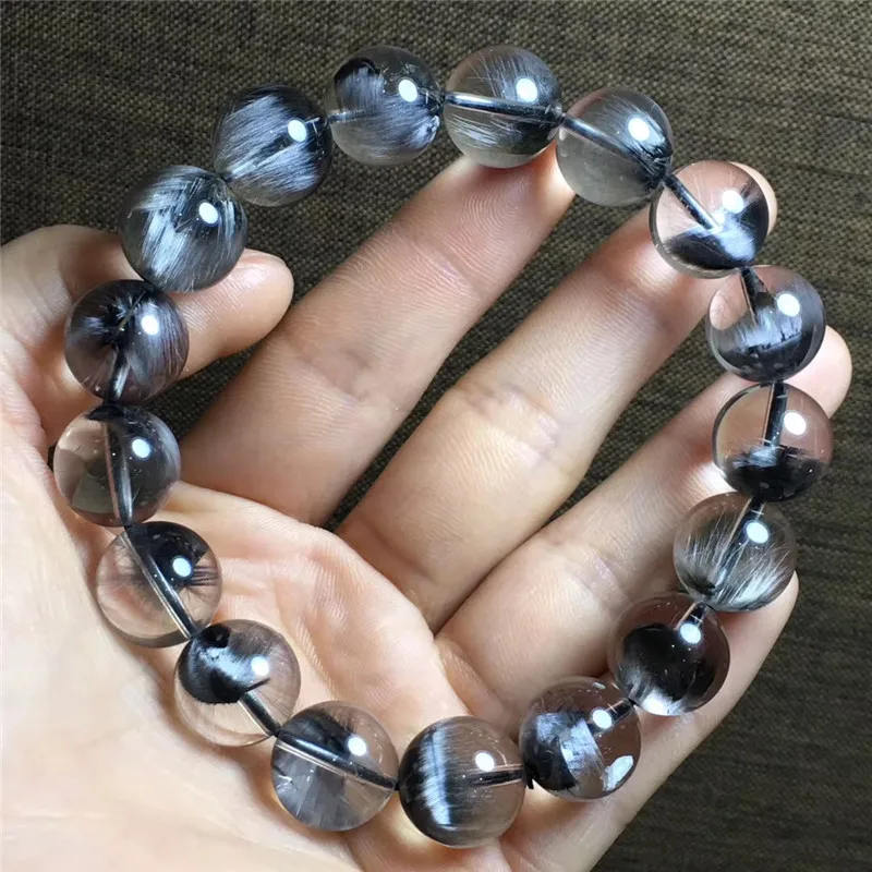 Natural Brookite Platinum Silver Rutilated Quartz Bracelet  (4)