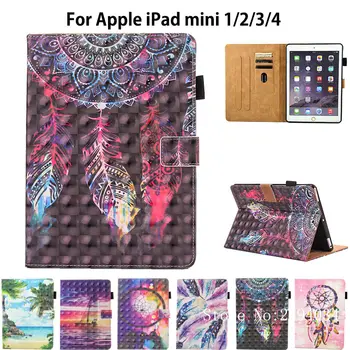 

3D Colorful Case For Apple iPad Mini 1 2 3 4 Smart Case Cover Funda Tablet Fashion Cute Cartoon Silicone PU Leather Stand Shell