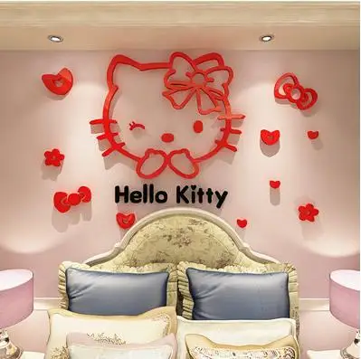 Кошка Hellokitty Акриловые 3d наклейки на стену детская комната Мультяшные наклейки прикроватные настенные украшения для спальни-84 - Цвет: NO  05