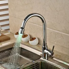 Одно отверстие светодиодный Кухня раковина кран Одной ручкой Палуба Гора Смеситель Водопроводной воды хромированная латунь