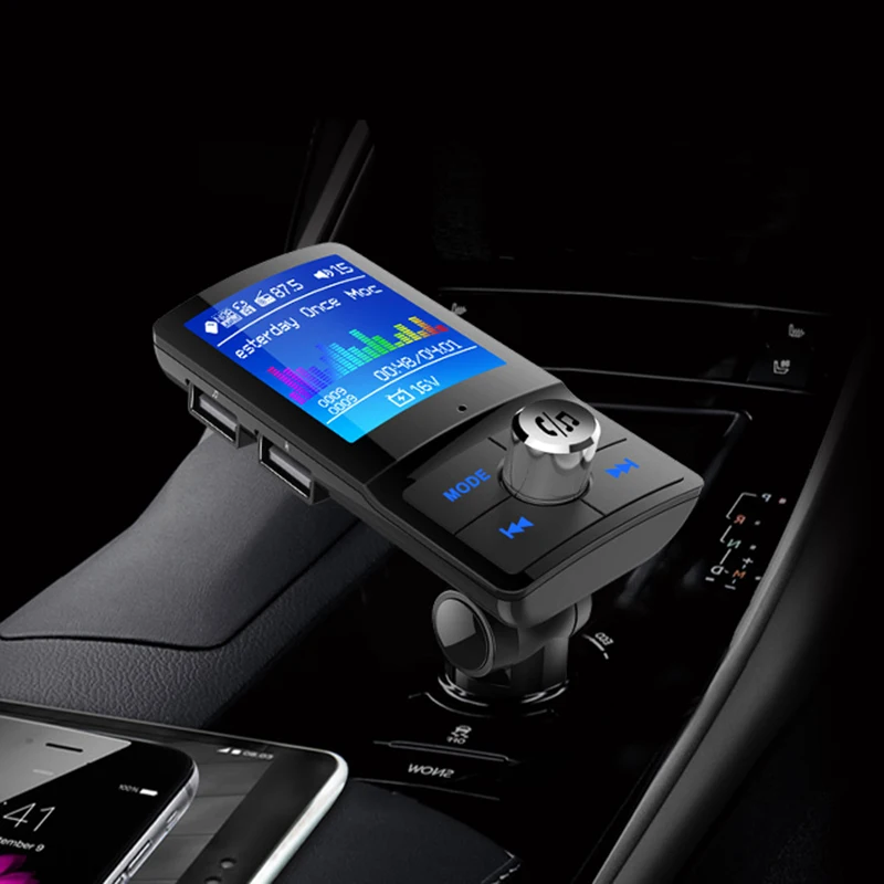 Автомобильный FM передатчик BC45 Bluetooth 4 2 с цветным экраном|FM-трансмиттеры| |