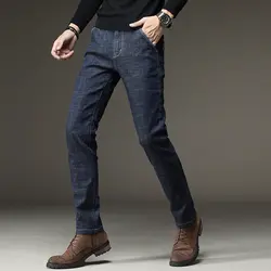 2018 Мужская плюс бархатные теплые джинсы зимние повседневные штаны Толстая тонкий прямой бутик Большие размеры Мужские штаны 6820