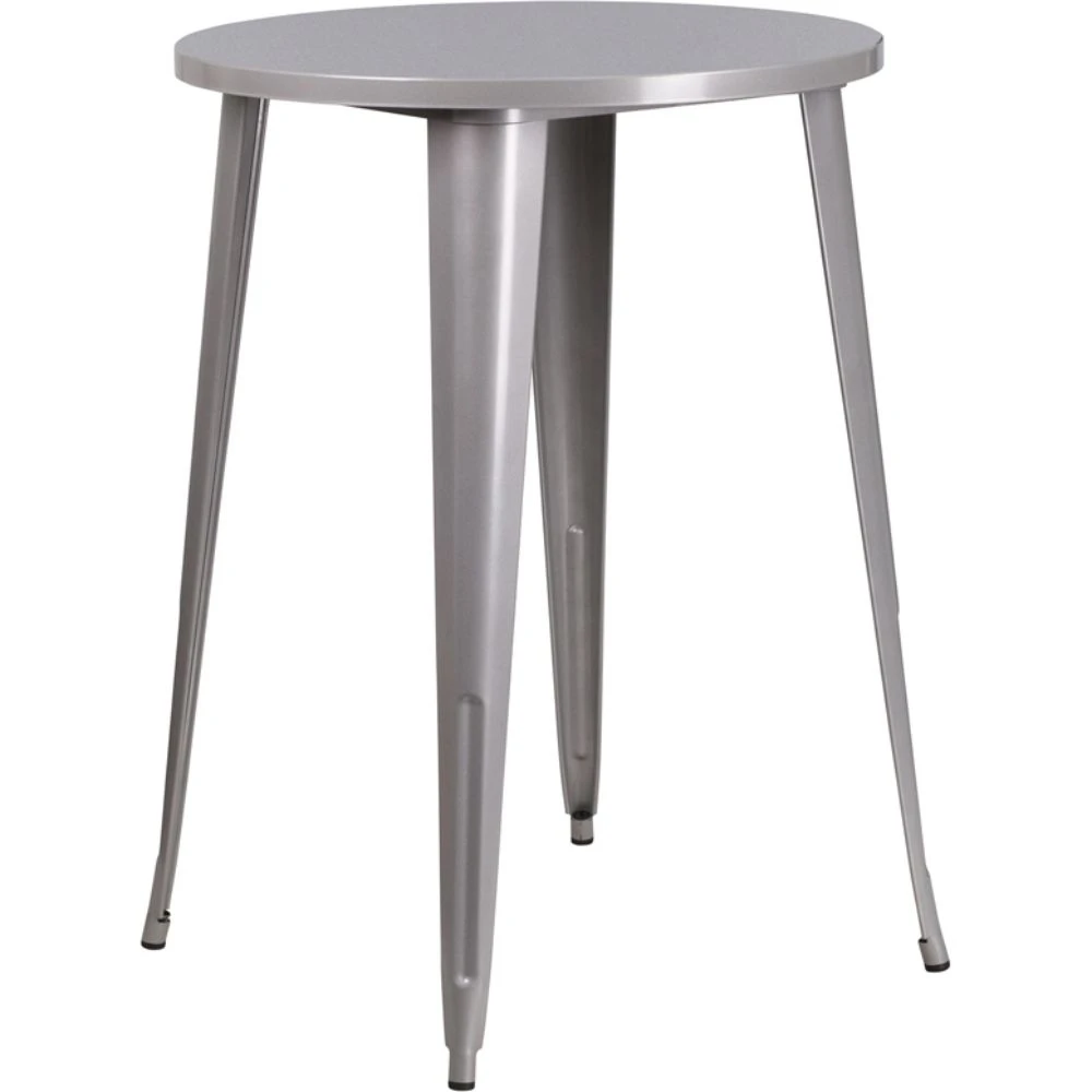 30'' Round Silver Metal Indoor-Outdoor Bar Height Table [CH-51090-40-SIL-GG]