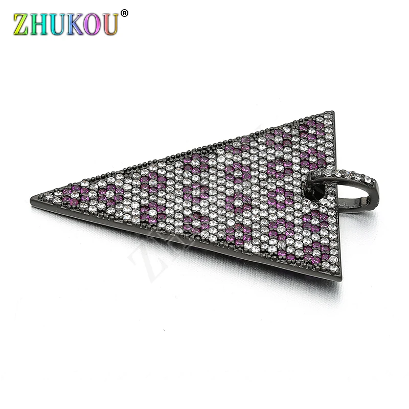 25x40mm Brass Cubic Zirconia Triangle Charms Pendants for DIY Jewelry Findings Accessori Mixed Color Hole: 3.5mm Model: VD237 | Украшения и